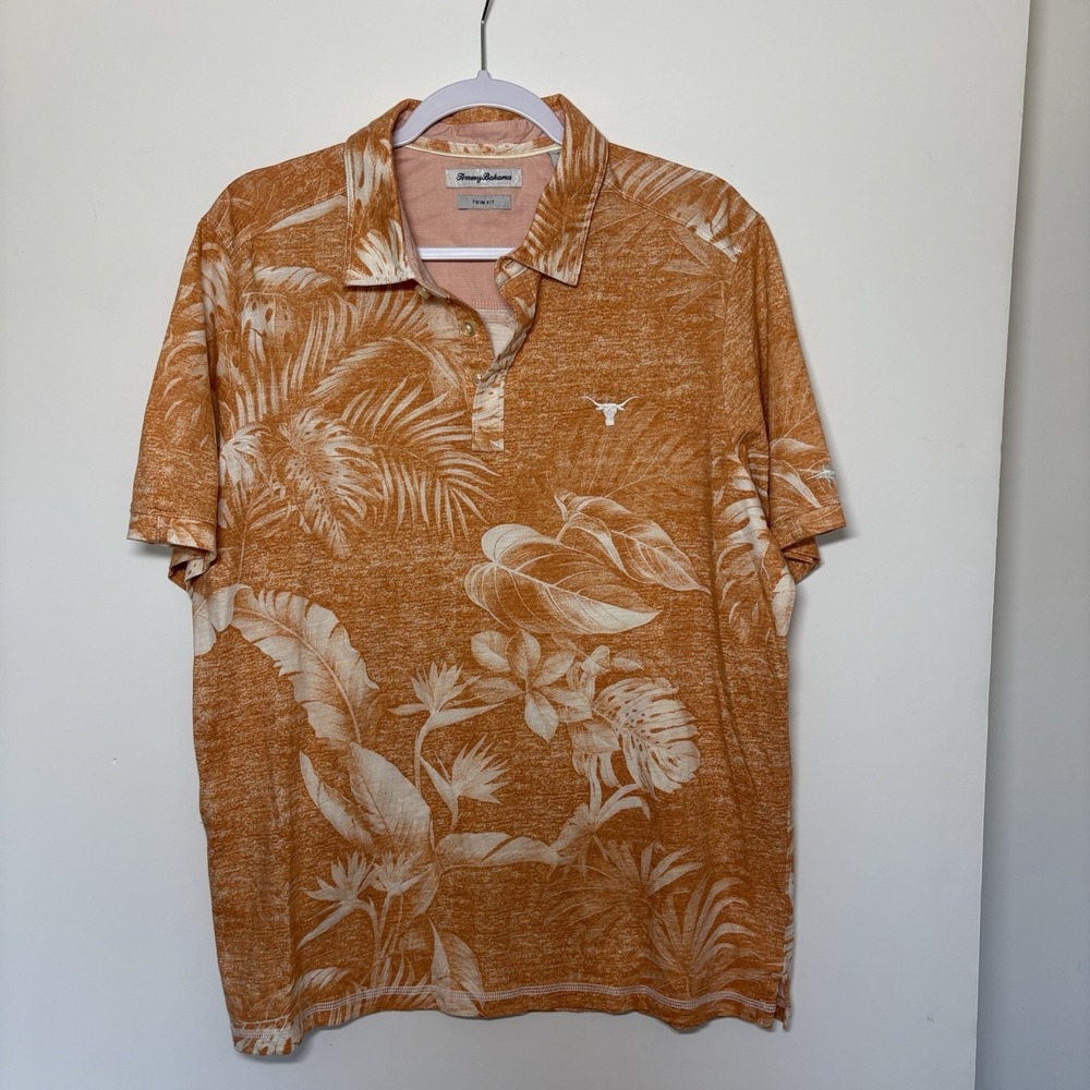 Tommy Bahama Men's University Texas Longhorns Parque Hawaiian Polo Shirt Size L